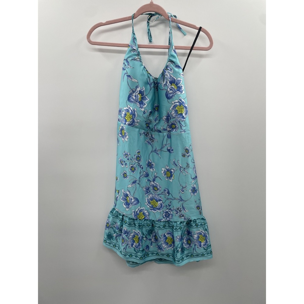 Siena Studio Aqua Floral Halter Sundress